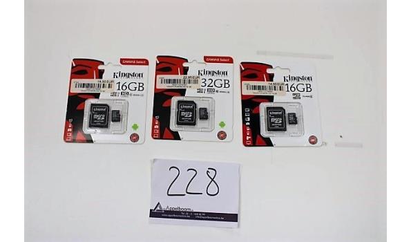 3 div micro SD-kaarten KINGSTON